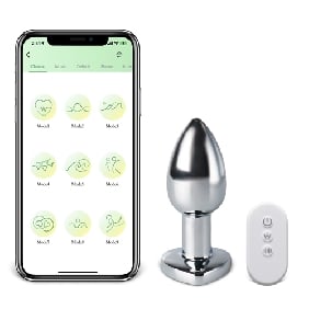 10-Speed Metal Vibrating Anal Plug with APP Control and Light-up Magic Colors